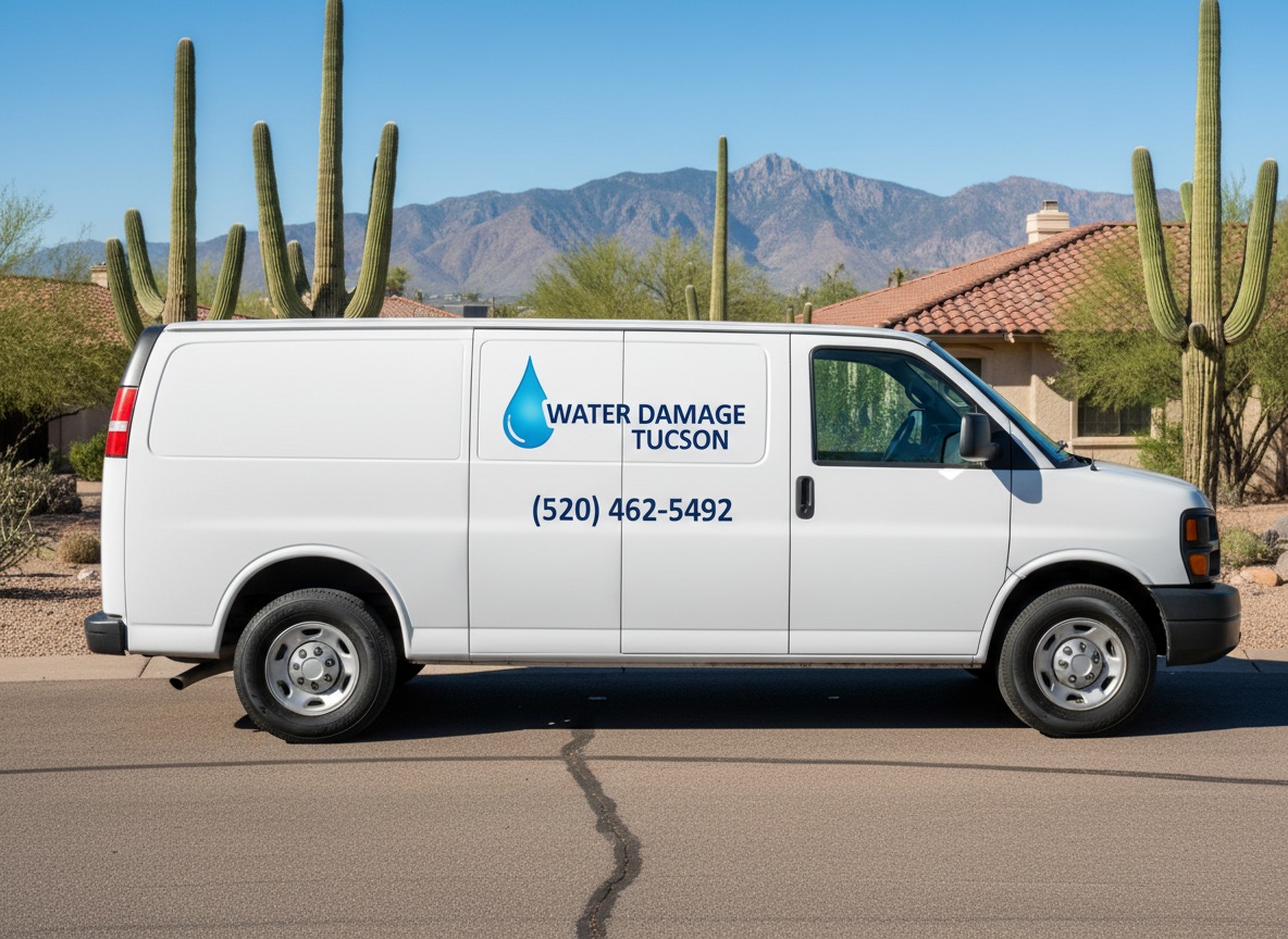 Water damage restoration service van in Tucson, Arizona